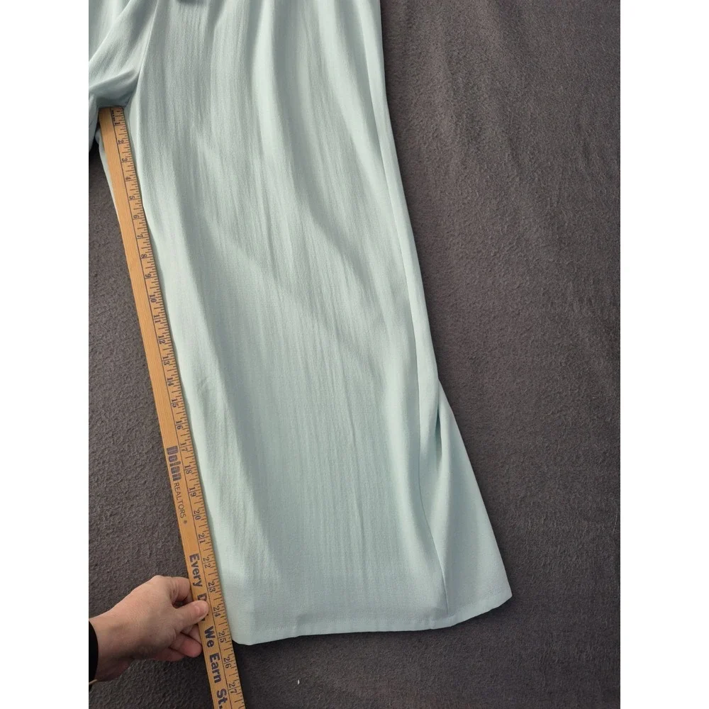 NWT Eileen Fisher Silk Georgette Crepe Wide Ankle Pant Pool LP $278 Quiet Luxury